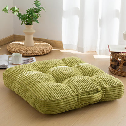 HIGOGOGO Floor Pillow Cushion for Adults, Meditation Cushion Pillow, Large Square Floor Sitting, Tufted Corduroy Cover, for Tatami Living Room or Yoga, 22x22 Inch, Dark Grey