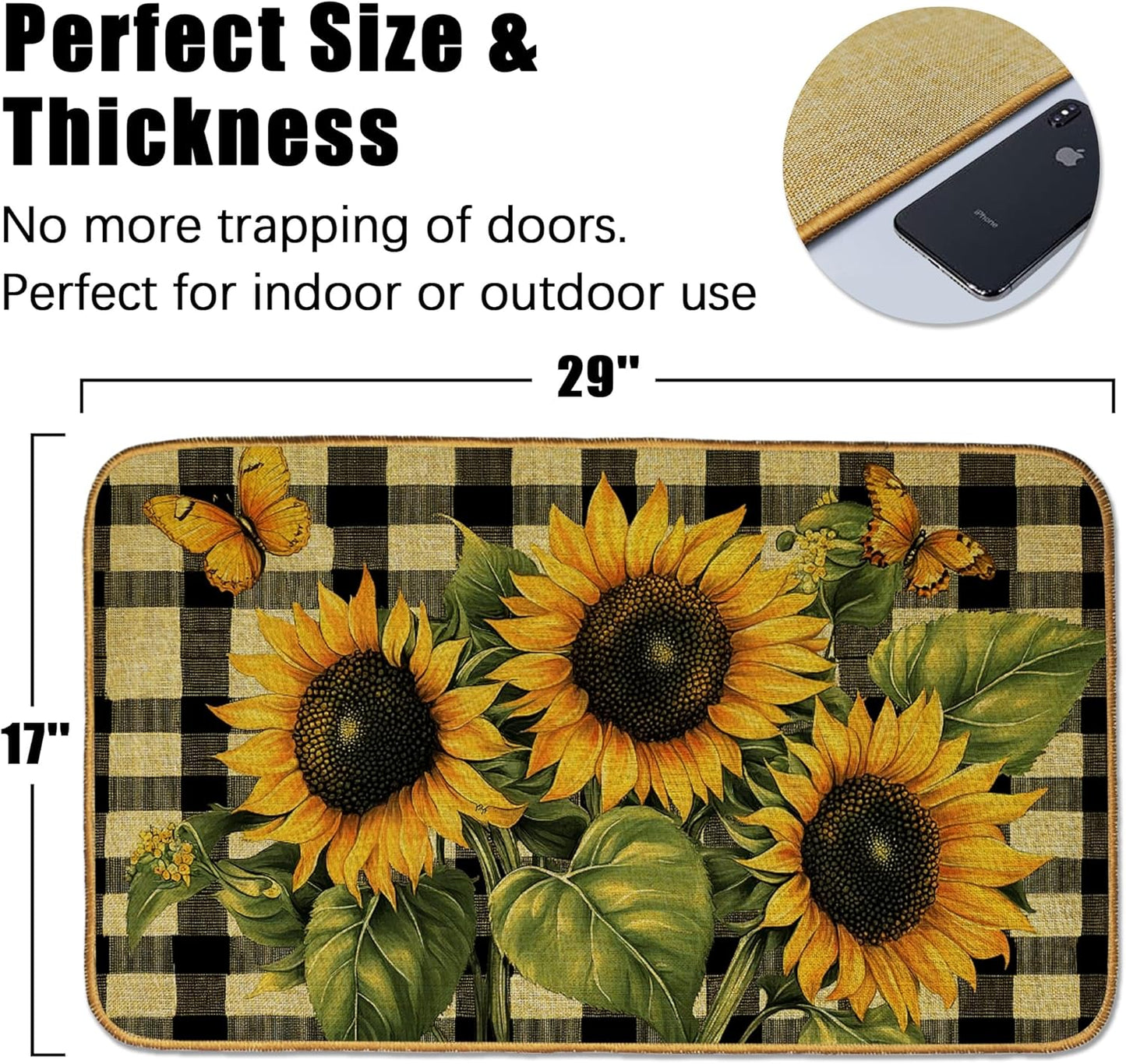 Doormat Yoga Frog Front Door Mat Indoor Outdoor Entrance,Pink Lotus Flower Door Mat Waterproof Low Profile All-Season,Easy Clean Patio Porch Entryway Floor Rug 17x29 Inch