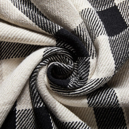 Americanflat 50x60 Throw Blanket - Soft and Breathable Cotton Throw Blanket for Couch, Bed, Chair - Decorative Blankets Perfect for Home or Outdoor Use - Navy Blue and White Double Diamond Design
