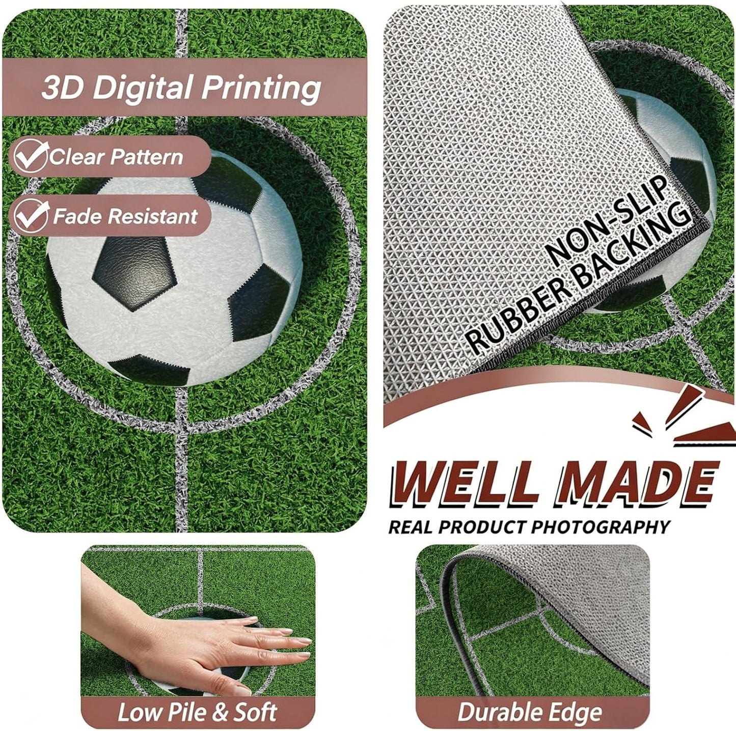 Sports Field Area Rug,5x7ft, Soccer Field Chalked Blackboard Football Stadium Board Painted Non-Slip Soft Carpet Floor Mat Indoor Living Room Bedroom Rugs Yoga Mat Home Decor