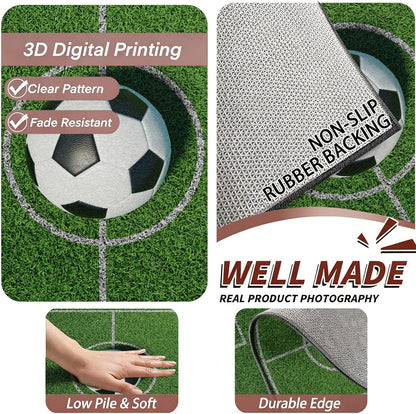 Sports Field Area Rug,5x7ft, Soccer Field Chalked Blackboard Football Stadium Board Painted Non-Slip Soft Carpet Floor Mat Indoor Living Room Bedroom Rugs Yoga Mat Home Decor