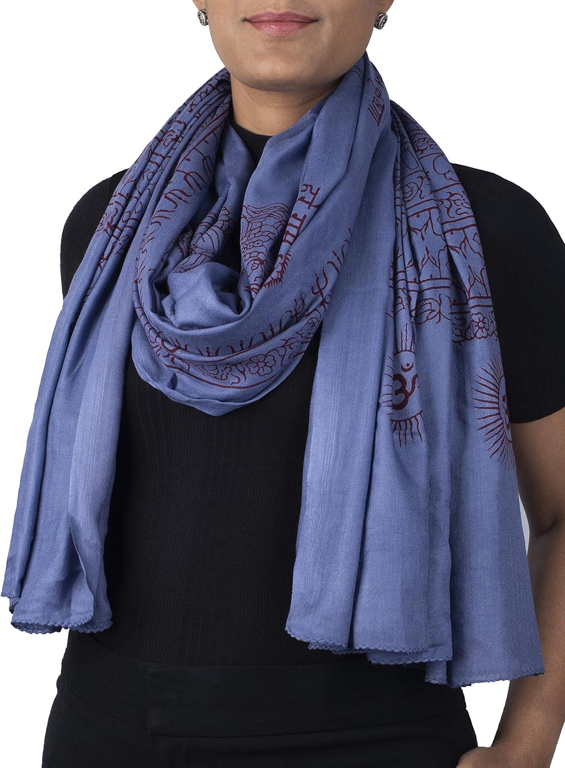 Yoga Scarf Meditation Shawl Large Wrap Hindu Prayer Stole OM Ganesha print