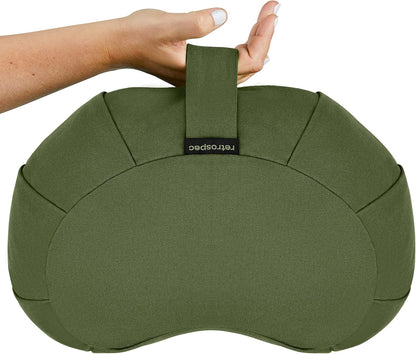 Retrospec Sedona Zafu Meditation Cushion with Buckwheat Hull Fill - Adjustable Yoga & Pilates Equipment Support - 17in Crescent Cotton Cover