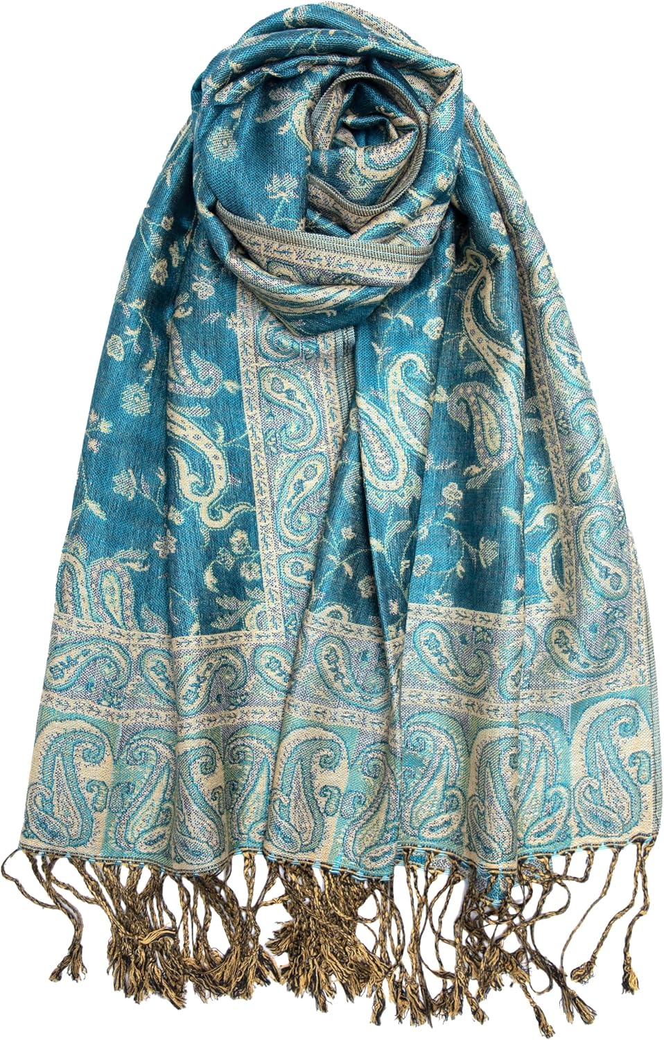 Achillea Reversible Paisley Pashmina Rave Scarf – Exotic Indian Shawls and Wraps for Evening Dresses, Festivals, All Seasons - Colors A