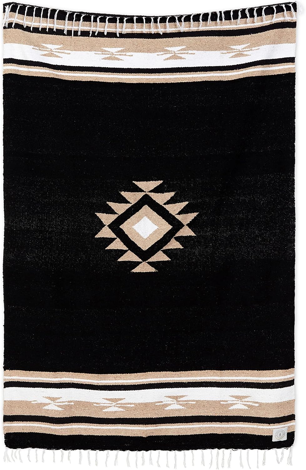 Mexican Blanket by Laguna Beach Textile Co - Beach, Yoga, Camping, or Decorative Throw Blanket - Traditional Handmade Serape (Ivory)