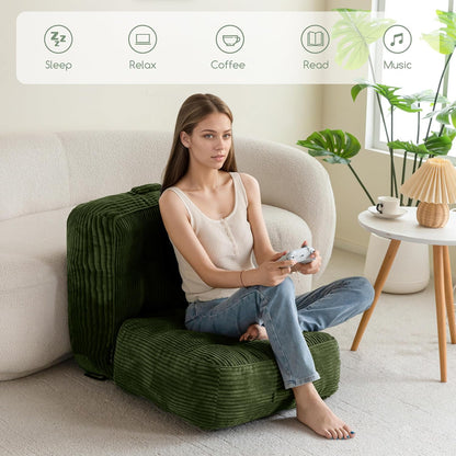 HIGOGOGO Floor Pillow Cushion for Adults, Meditation Cushion Pillow, Large Square Floor Sitting, Tufted Corduroy Cover, for Tatami Living Room or Yoga, 22x22 Inch, Dark Grey
