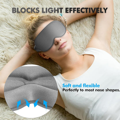 Sleep Eye Mask for Men Women, Sleeping Mask for Side Sleeper, Travel Blackout Night Blindfold Eye Shade Cover with Adjustable Strap (Black)