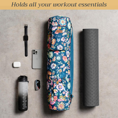 Maison d' Hermine Yoga Mat bag, Cylindrical bag for Woman&Men, yoga mat Bag &Adjustable shoulder straps Yoga Mat Carrier Bag with Drawstring Water Bottle Pocket and zipper pocket Easter Gifts