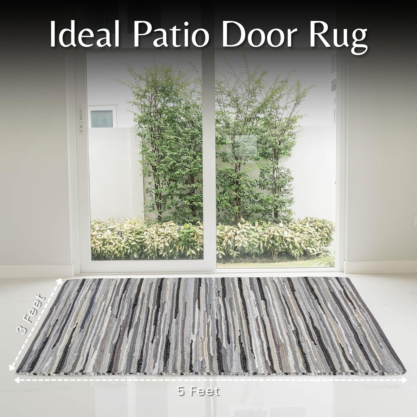 Ramanta Home 100% Cotton Chindi Hosiery Rug 24x36 Inch - Dark Multi, Farmhouse Reversible Soft Bohemeian Rugs Ideal for Entryways, Kitchen, Bedroom | Durable Lightweight Handmade Accent Doormat