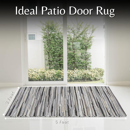Ramanta Home 100% Cotton Chindi Hosiery Rug 24x36 Inch - Dark Multi, Farmhouse Reversible Soft Bohemeian Rugs Ideal for Entryways, Kitchen, Bedroom | Durable Lightweight Handmade Accent Doormat