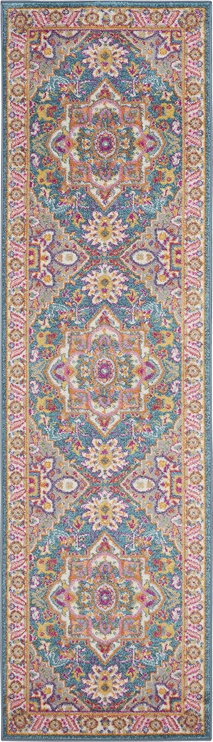 Nourison Home Passion Teal Multicolor 9' x 12' Area Rug - Easy Clean, Non Shedding, Bed Room, Living Room, Dining Room, Kitchen (9' x 12')