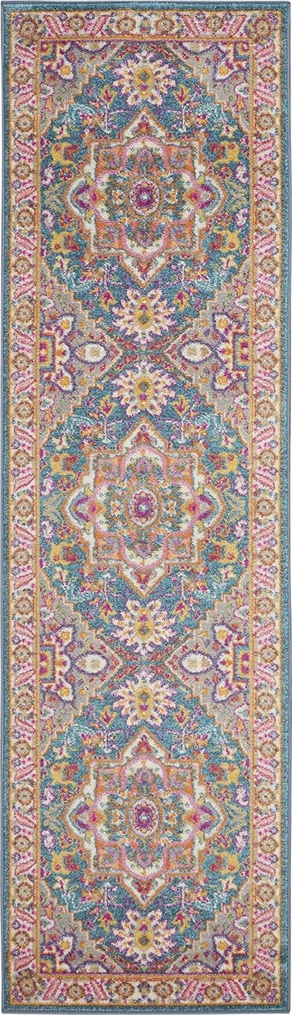 Nourison Home Passion Teal Multicolor 9' x 12' Area Rug - Easy Clean, Non Shedding, Bed Room, Living Room, Dining Room, Kitchen (9' x 12')
