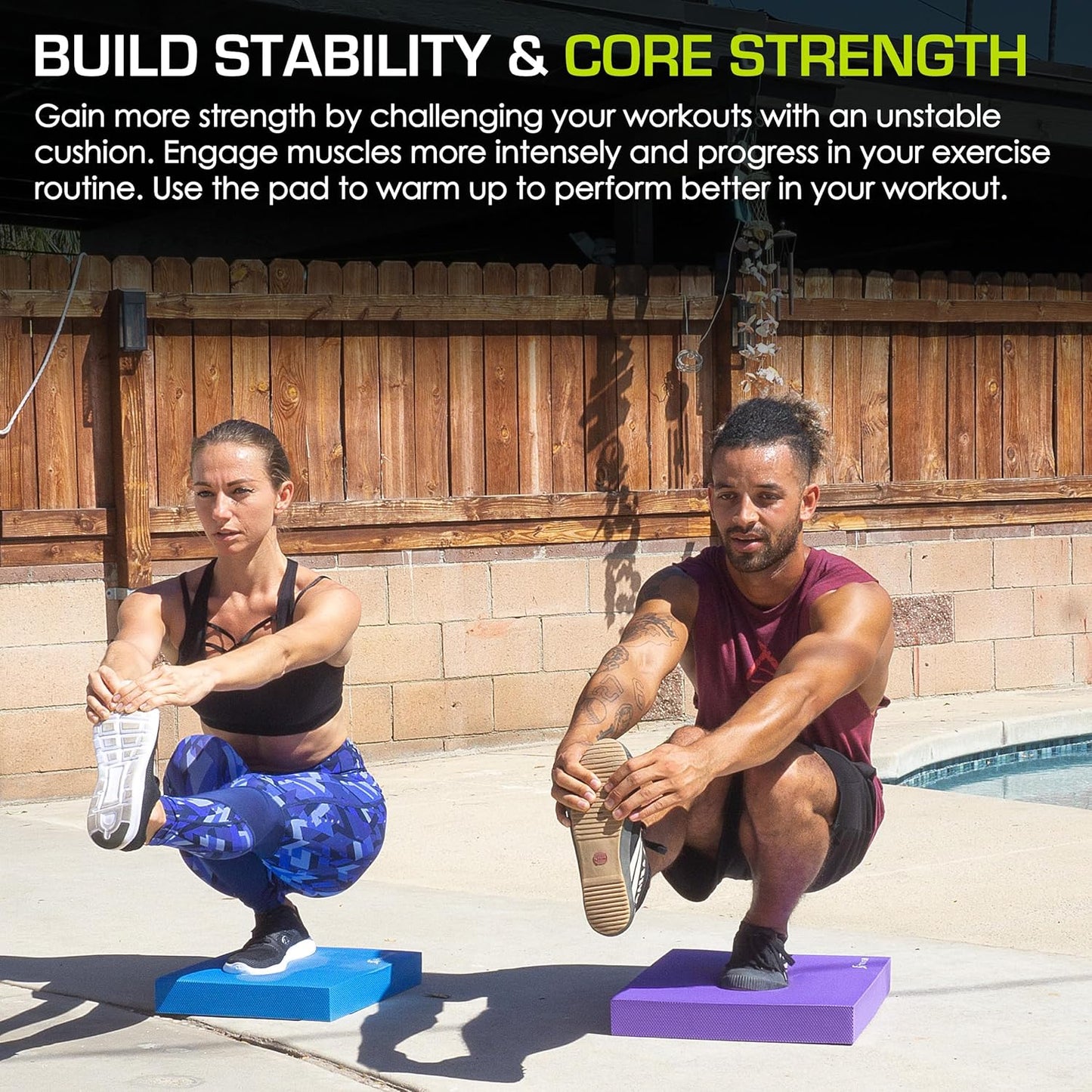 ProsourceFit Exercise Balance Pad, Non-Slip Cushioned Foam Mat & Knee Pad for Fitness and Stability Training, Yoga, Physical Therapy