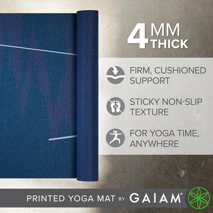 Gaiam Print Yoga Mat, Non Slip Exercise & Fitness Mat for All Types of Yoga, Pilates & Floor Exercises
