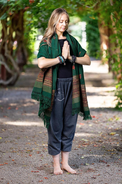 Exotic Vegan Meditation Shawl - Large Unisex Prayer Wrap, Oversize Scarf & Versatile Indian Style Blanket
