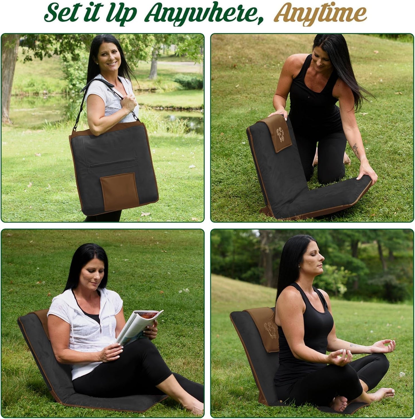 Japanese Meditation Floor Chair with Back Support for Adults - Premium Meditation Chair with Adjustable & Foldable Back for Seating, Yoga & Gaming — Folding Backjack Chairs with Backrest for Adults