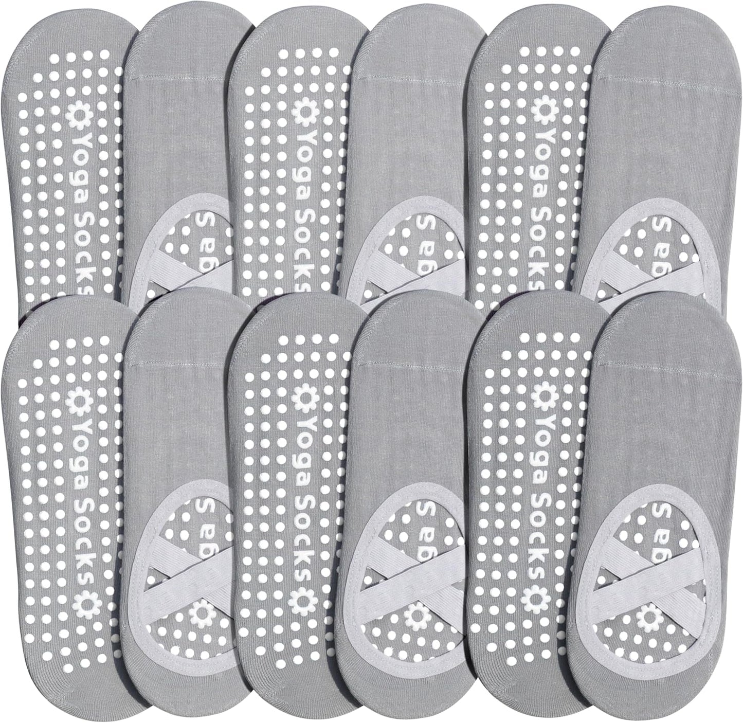 ihuan 6 Pairs Pilates Socks for women, Non-Slip Yoga Socks With Grip&Strap for Dance Barre Ballet Fitness Workout（5-9）