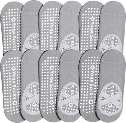 ihuan 6 Pairs Pilates Socks for women, Non-Slip Yoga Socks With Grip&Strap for Dance Barre Ballet Fitness Workout（5-9）