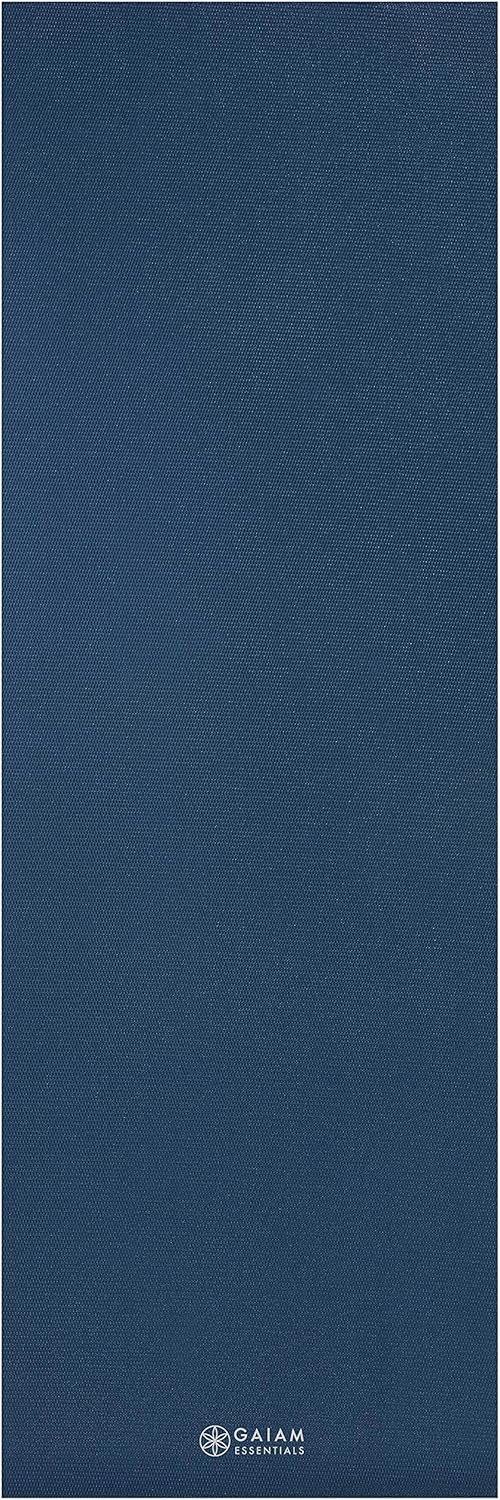 Gaiam Essentials 1/4" Thin (6mm) Yoga & Pilates, Fitness & Exercise Mat with Easy-Cinch Carrier Strap Cusion Support For Fitness and Gym Workouts