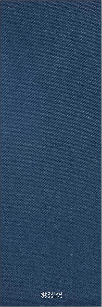 Gaiam Essentials 1/4" Thin (6mm) Yoga & Pilates, Fitness & Exercise Mat with Easy-Cinch Carrier Strap Cusion Support For Fitness and Gym Workouts