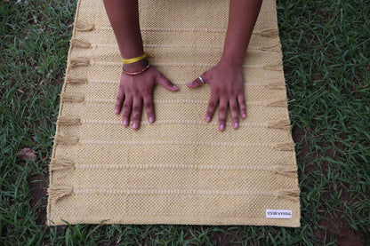 EcoComfort Cotton Yoga Mat - Hand-Woven, Extra-Thick for Ultimate Home Fitness - Durable & Stylish Yoga Rug (24”x72”x5mm)