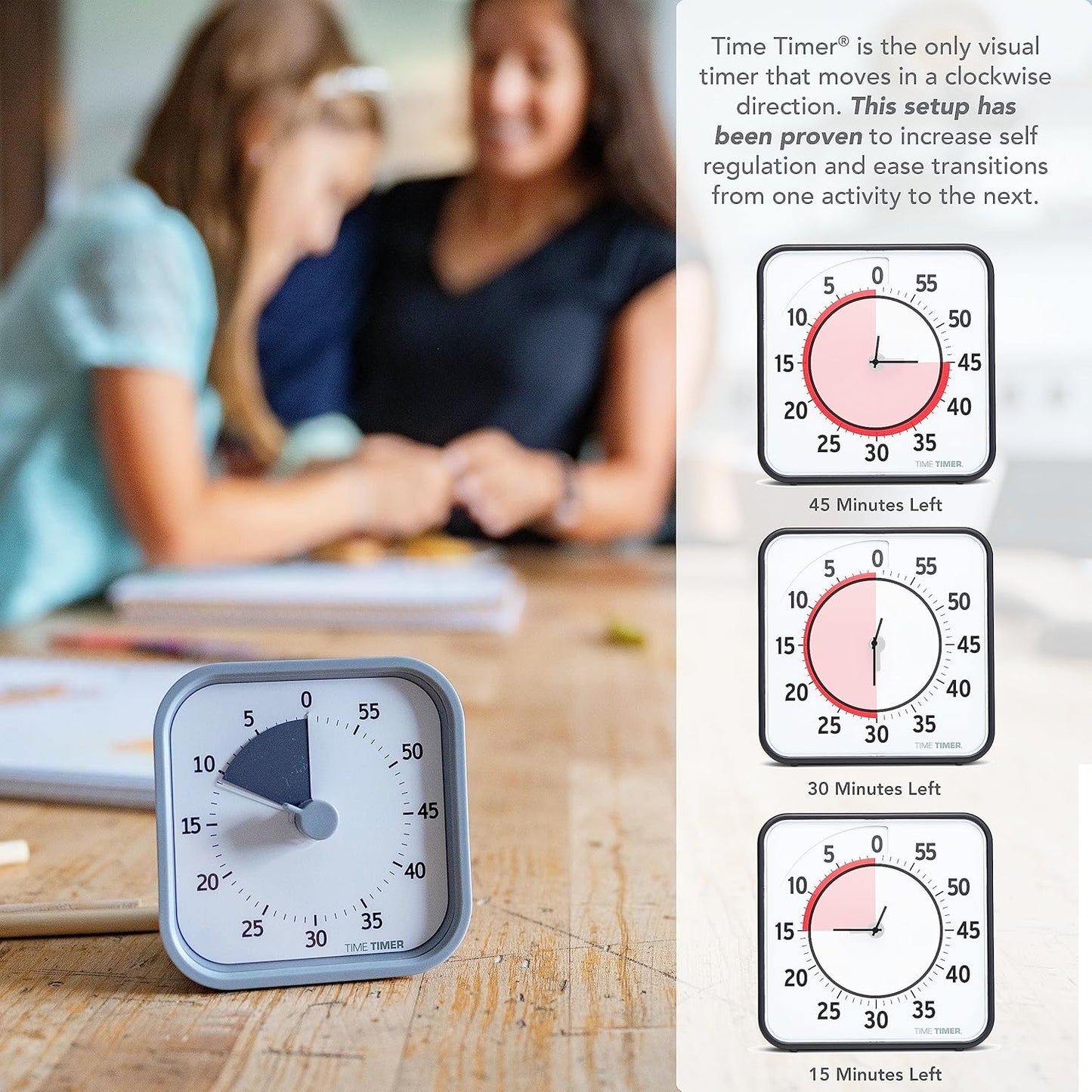 TIME TIMER Home MOD – 60-Minute Visual Timer, Home Edition, Silent Operation, for Homeschool Supplies, Study, Office & Meetings (Fern Green)