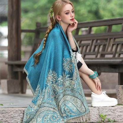 vimate Silky Paisley Pashmina Shawl Scarf-Women's Soft Double-side Jacquard Pashminas Wrap for Evening Dress Travel Shawl