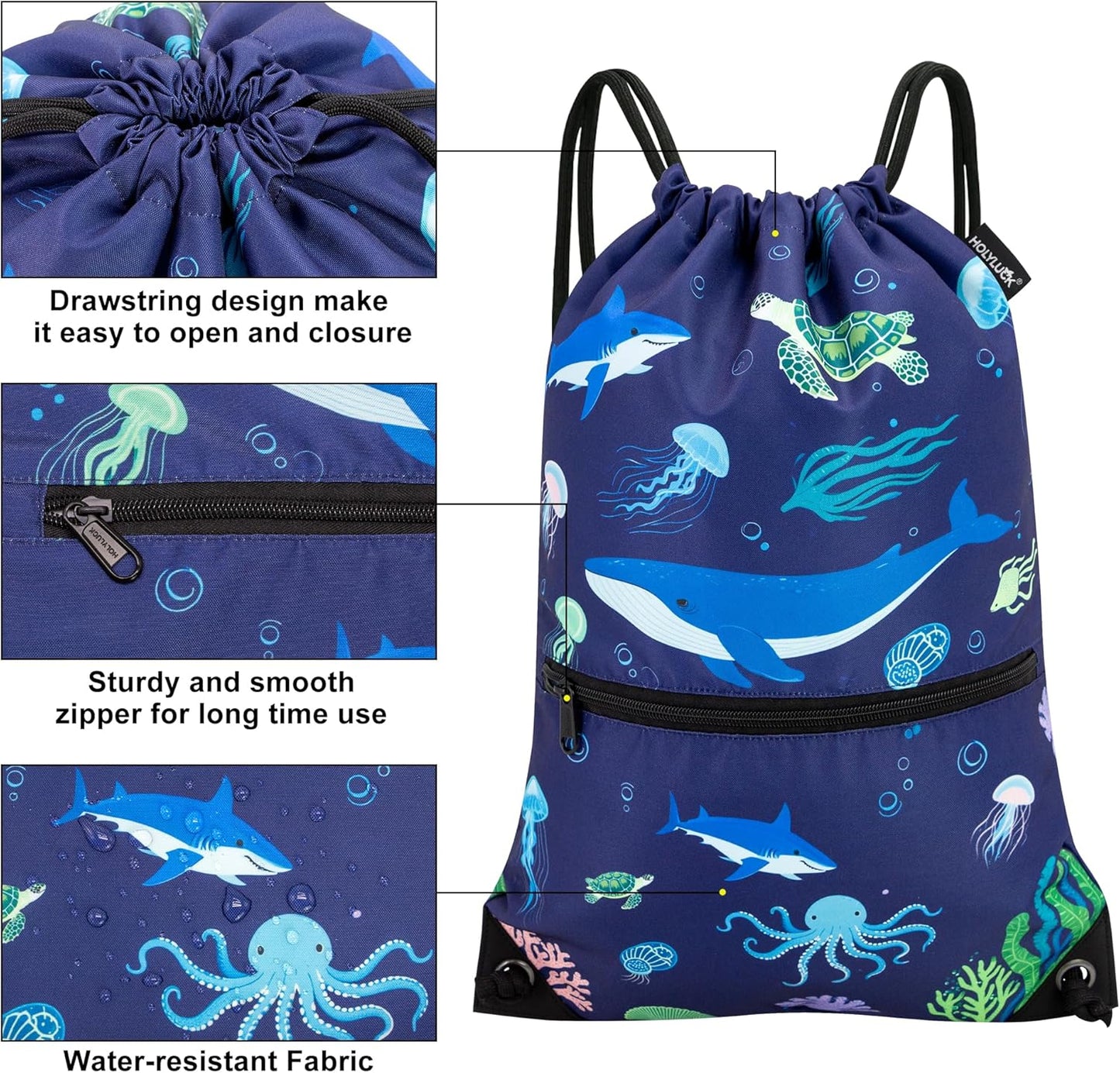HOLYLUCK Drawstring Backpack Bag Sport Gym Sackpack - Colors A