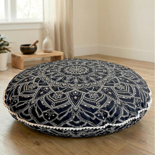 Codi Meditation Floor Pillow Set of 2, Round Large Pillows Seating for Adults, Bohemian Mandala Circle Cushion for Outdoor Fireplace Yoga Living Room, 32 Inch, Memory Foam Added, Purple Orchid NEW