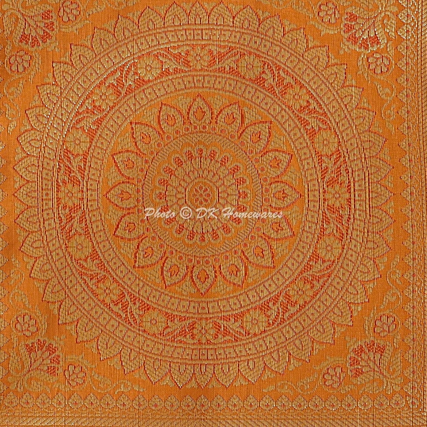 Indian Jacquard Brocade Silk Bolster Yoga Rectangle Pillow Cover Cylindrical Hotdog Brown Tube Masand Home Decor Living Room Mandala Traditional Throw Cushion Cover 76x38 cm - 1 Pc