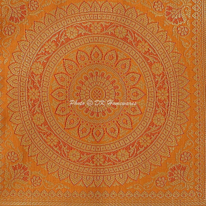 Indian Jacquard Brocade Silk Bolster Yoga Rectangle Pillow Cover Cylindrical Hotdog Brown Tube Masand Home Decor Living Room Mandala Traditional Throw Cushion Cover 76x38 cm - 1 Pc