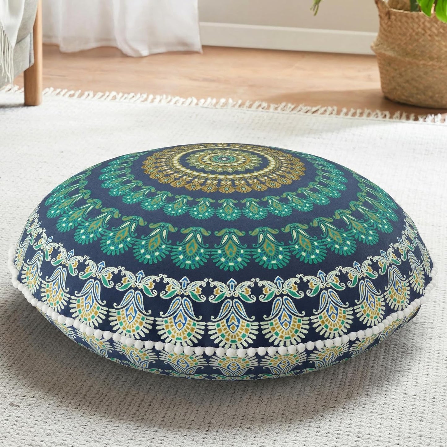 Codi Meditation Floor Pillow Set of 2, Round Large Pillows Seating for Adults, Bohemian Mandala Circle Cushion for Outdoor Fireplace Yoga Living Room, 32 Inch, Memory Foam Added, Purple Orchid NEW