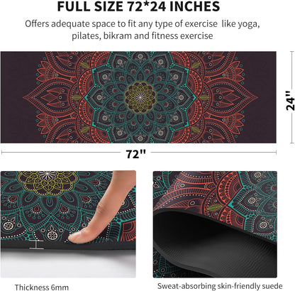 nuveti Yoga Mat Print Extra Thick TPE Non Slip Fitness Exercise Mat with Carrying Bag,72"x24" Extra Thick 6MM Exercise & Workout Mat for Yoga, Pilates Fitness and Floor Exercises - Colors B