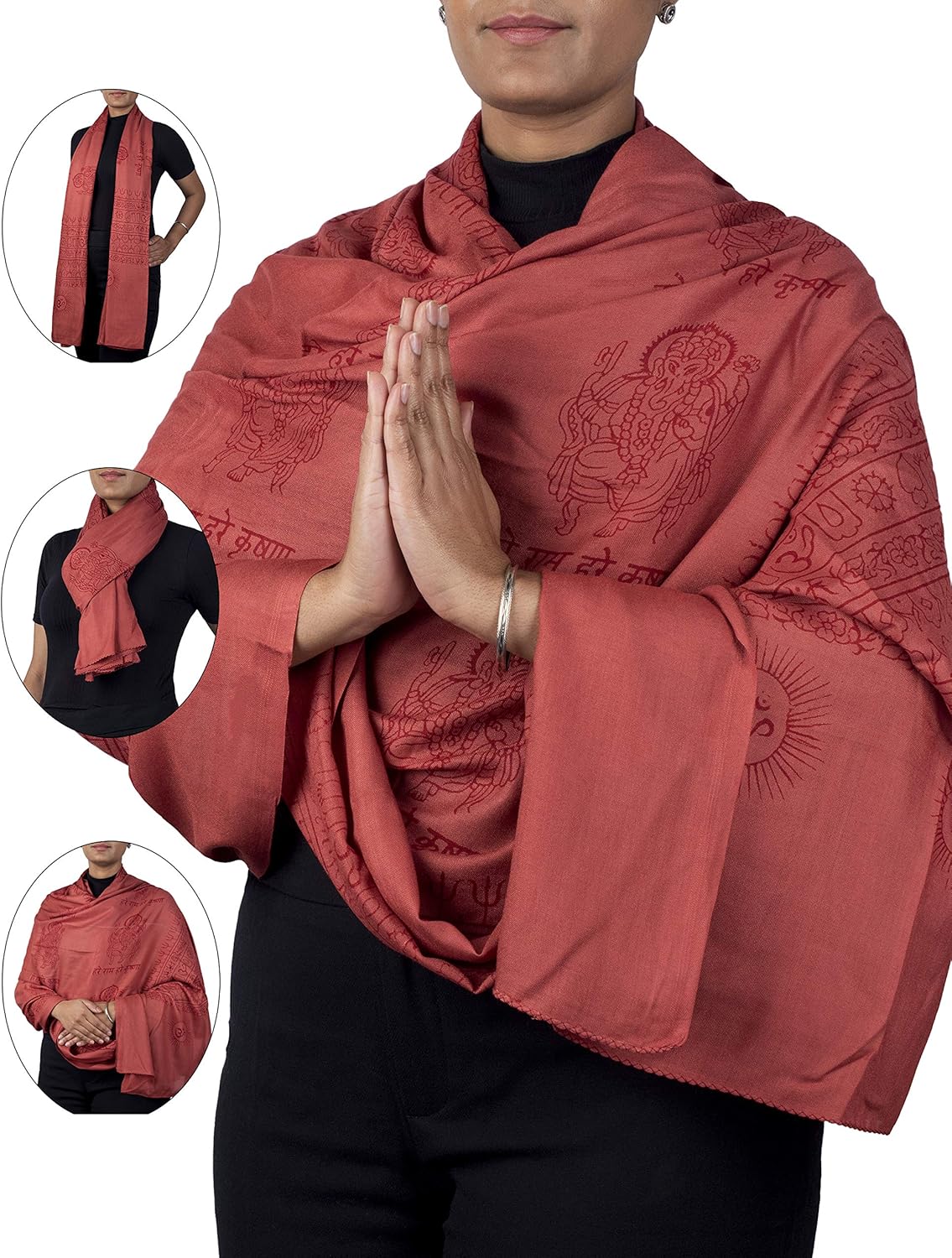 Yoga Scarf Meditation Shawl Large Wrap Hindu Prayer Stole OM Ganesha print