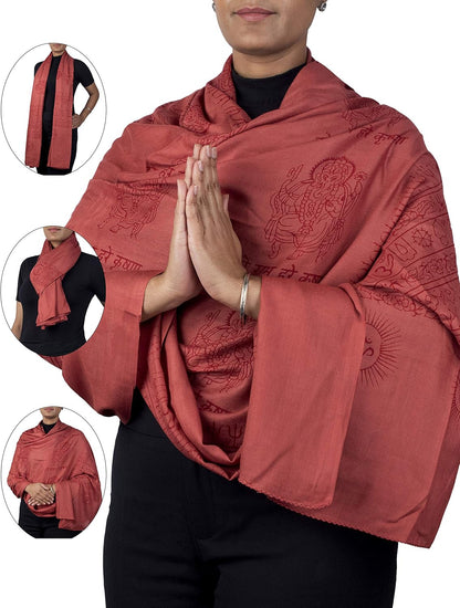 Yoga Scarf Meditation Shawl Large Wrap Hindu Prayer Stole OM Ganesha print