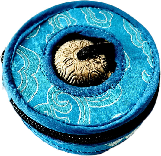 QT S Tibetan Handmade Yoga Meditation Om Tingsha Bell Chimes Cymbal Set, with Handmade Unique Bag (2.75 Inches Buddhist Tingsha, Om Mani Padme Hum Mantra) Made in Buddha Born Country Nepal (Red)