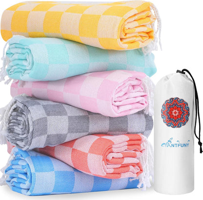 Antfuny Turkish Beach Towels Vacation Essentials Quick Dry Sand Free Oversized Bath Pool Swim Towel Extra Large XL Blanket Adult Travel Cruise Accessories Must Haves Clearance Stuff Necessities - Colors A
