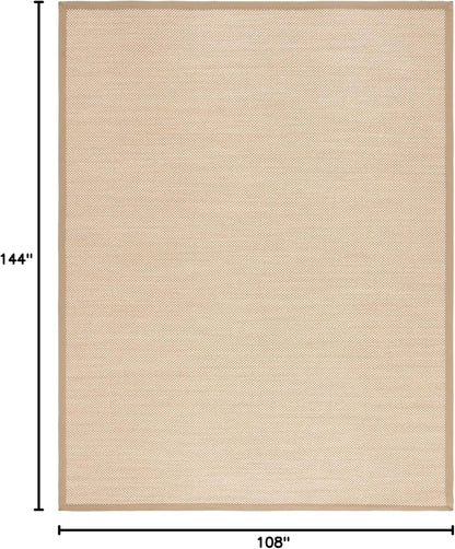 SAFAVIEH Area Rug 11x15 - Natural Fiber Collection - Large - Maize & Linen Color, Sisal, Woven Design with Border (NF141B) - Colors A