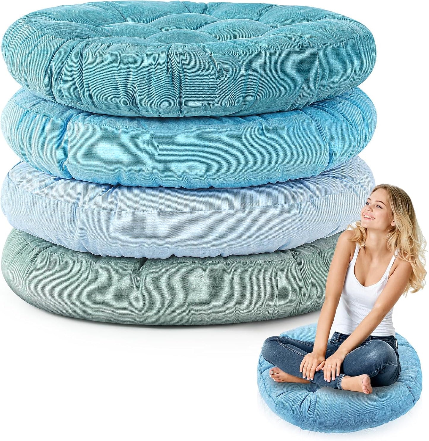 Jerify Floor Pillow Cushions Large Round Square Large Meditation Floor Pillow for Classroom Adult Meditation Picnic Party Seating Learning Daycare School(Square,Mixed Colors,4 Pcs)