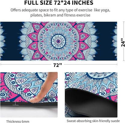 nuveti Yoga Mat Print Extra Thick TPE Non Slip Fitness Exercise Mat with Carrying Bag,72"x24" Extra Thick 6MM Exercise & Workout Mat for Yoga, Pilates Fitness and Floor Exercises - Colors A