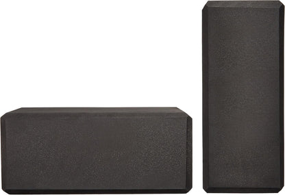 Amazon Basics Non-Slip Yoga Blocks, Set of 2, Deepen Poses, 4" x 9" x 6", Black