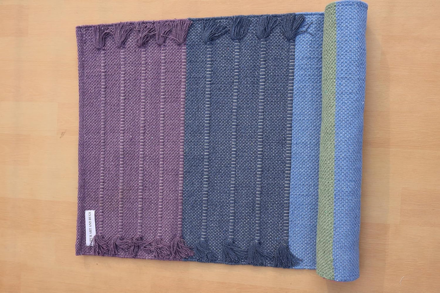 Jaipur Art & Rugs Cotton Yoga Rug - Eco-Friendly Hand-Woven Thick Mat (24”x72”x5mm) for Everyday Fitness at Home - Comfortable & Extra-Long - Colors B