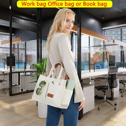 ZHMO Canvas Tote Bag for Women,Women's Bags Crossbody Bags Work Laptop Tote Bag Large Handbags Purse for Travel Nurse Teacher