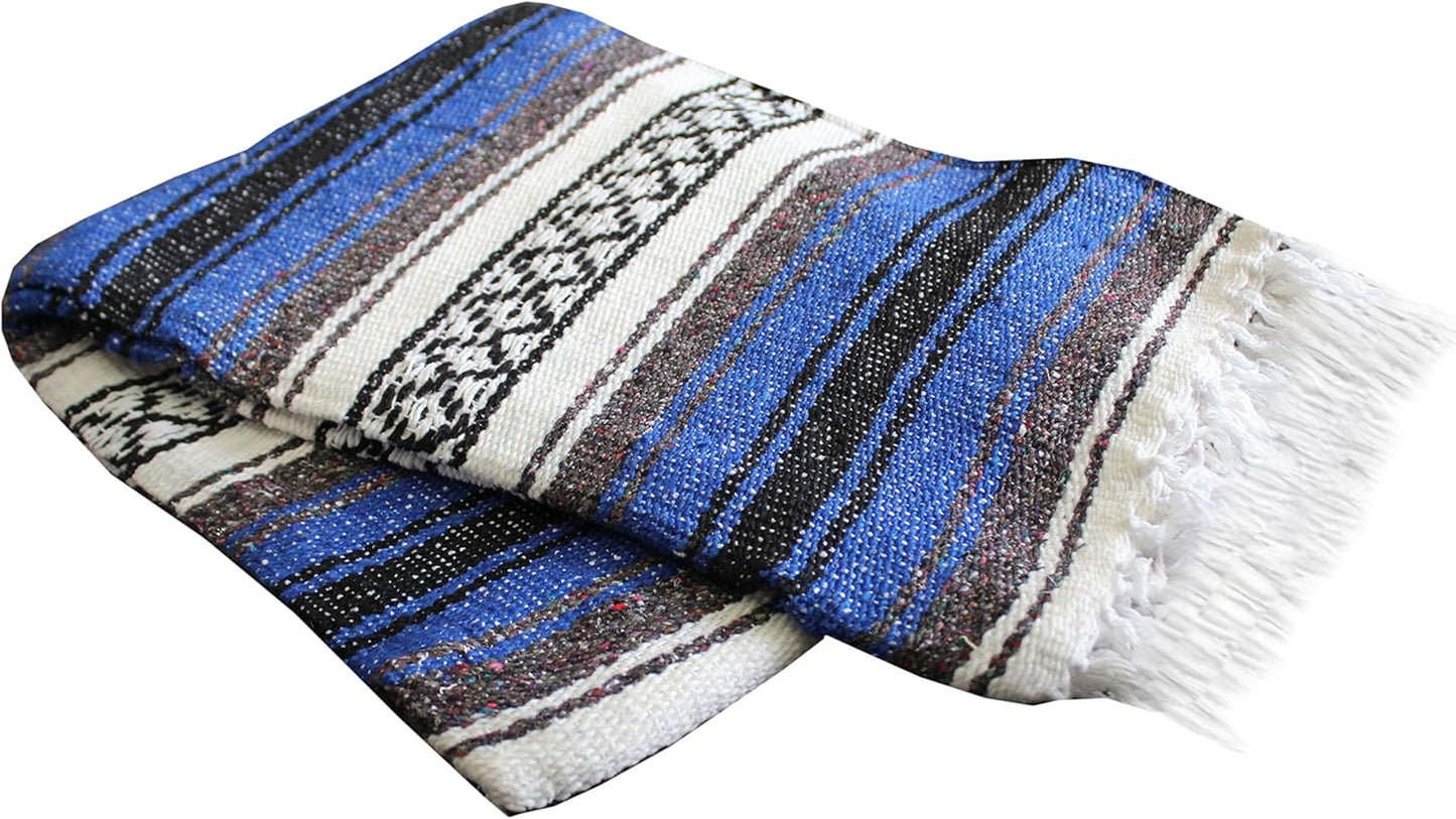 Del Mex Classic Mexican Blanket, Large Authentic Woven Falsa Throw (70"x50"), Artisan Southwest Décor for Beach, Yoga, Outdoors (Lavender)