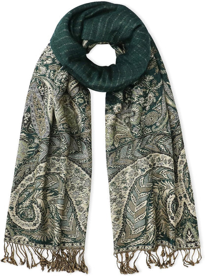 vimate Silky Paisley Pashmina Shawl Scarf-Women's Soft Double-side Jacquard Pashminas Wrap for Evening Dress Travel Shawl
