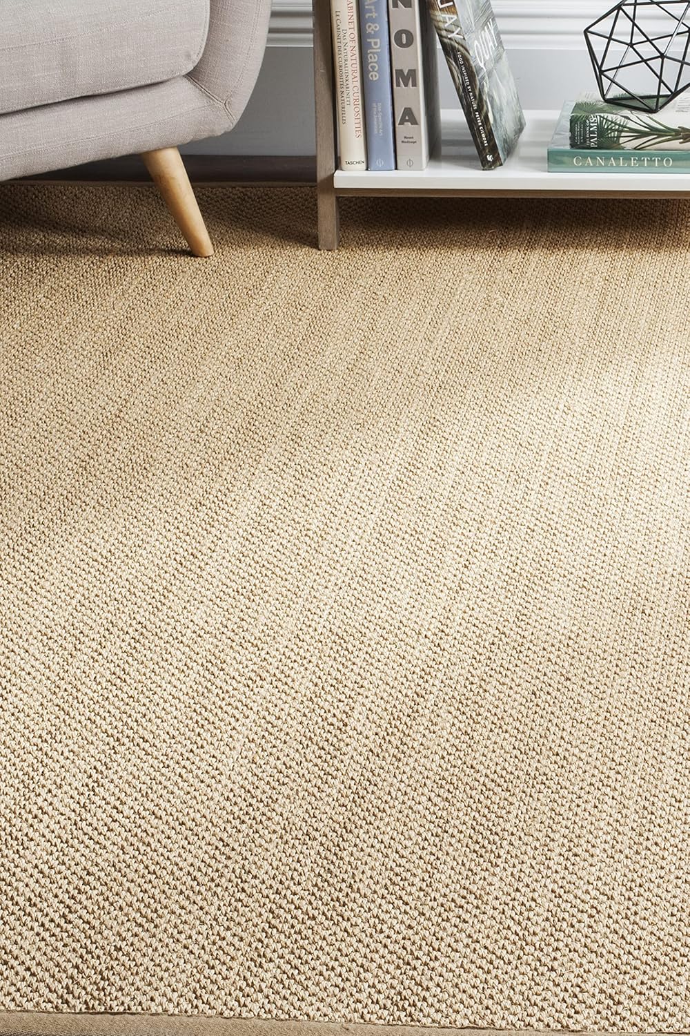 SAFAVIEH Area Rug 11x15 - Natural Fiber Collection - Large - Maize & Linen Color, Sisal, Woven Design with Border (NF141B) - Colors A