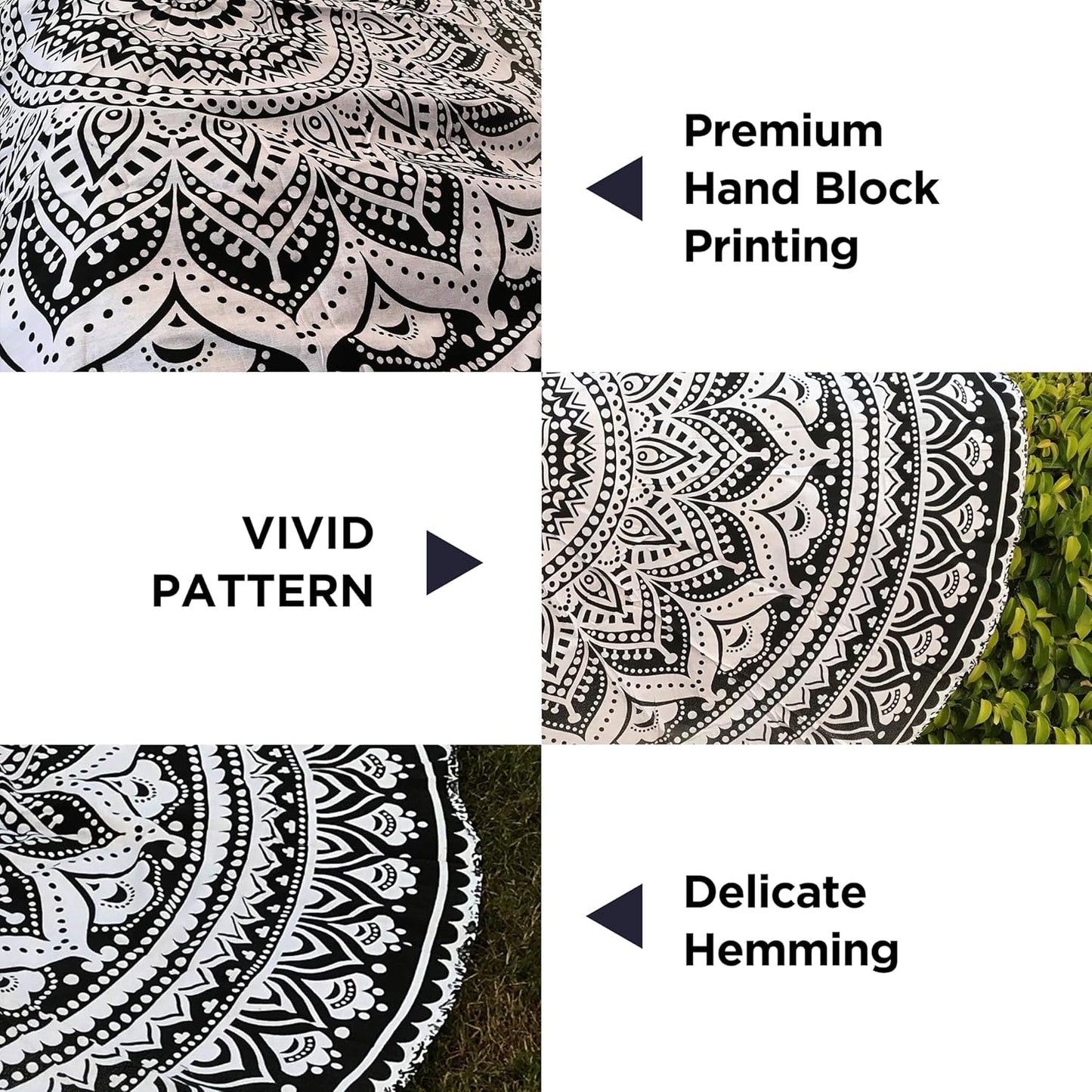 raajsee Purple Round Beach Tapestry Hippie/Boho Beach Blanket Mandala/Indian Cotton Throw - Round Tablecloth/Home Decor/Indie Rug Yoga Mat Meditation Picnic Rugs 127 CM / 50 INCHE Circle