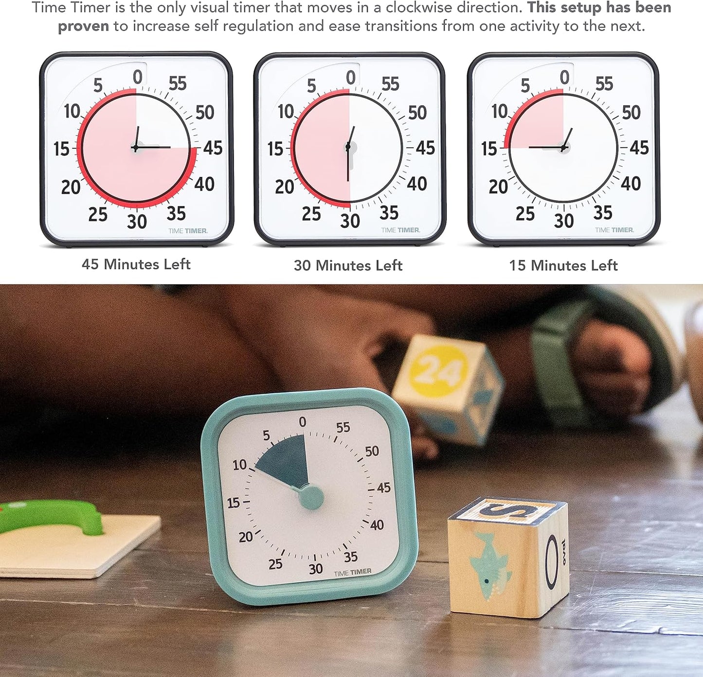 TIME TIMER Home MOD – 60-Minute Visual Timer, Home Edition, Silent Operation, for Homeschool Supplies, Study, Office & Meetings (Fern Green)