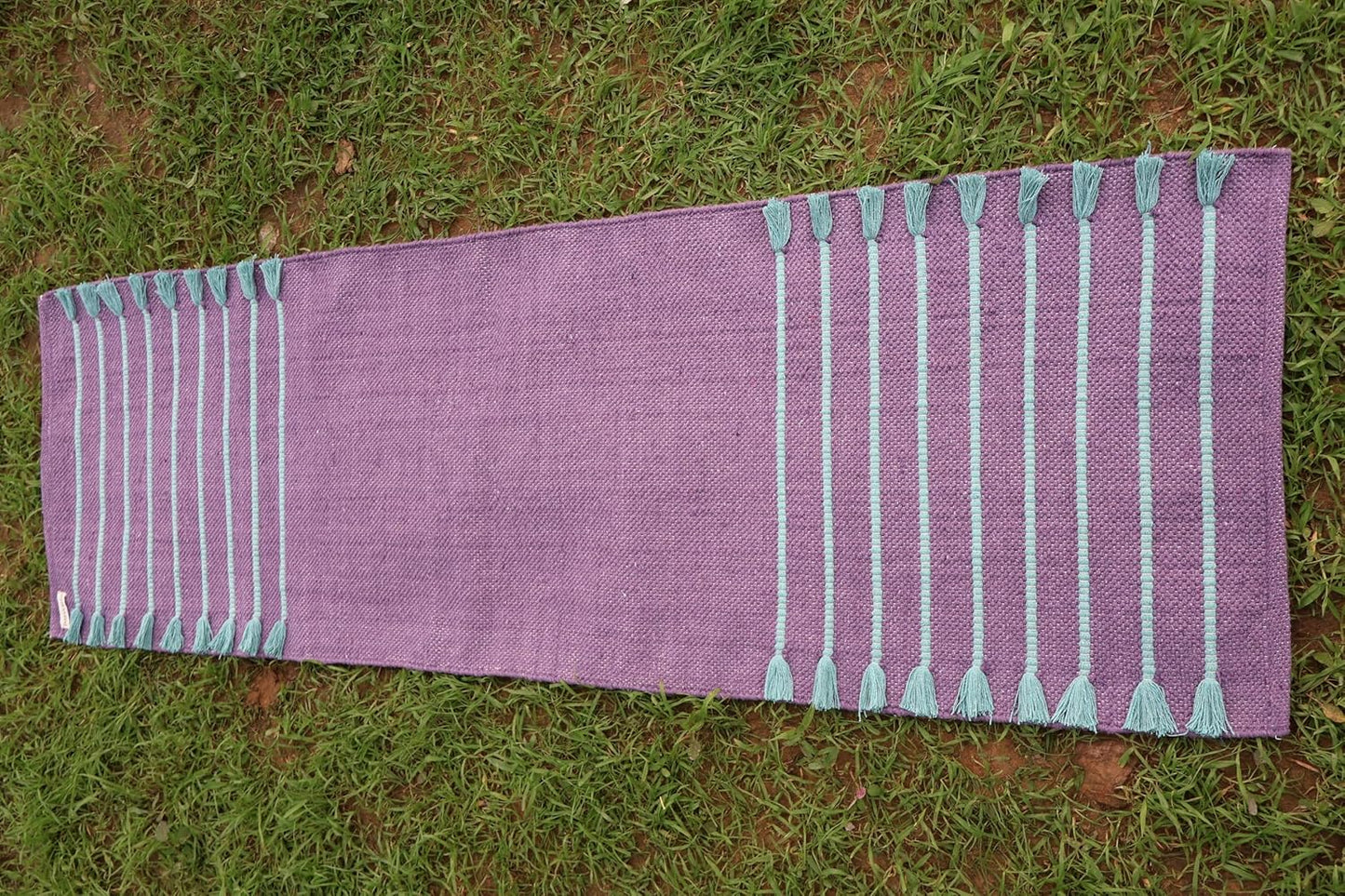 Cotton Organic Yoga Mat - Eco-Friendly Hand-Woven Rug - Handloom Foldable Yoga Mat for Everyday Fitness Maditation Rug - (24”x72”)