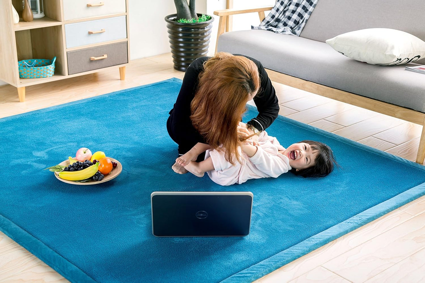 V-mix Baby Play Mat, Handmade Weaving Plush Foam Play Crawling Rugs for Baby, Toddler, Children, Yoga Mat, Exercise Mat Cushy-Soft & Thick Hypoallergenic, Non-Toxic, Reversible